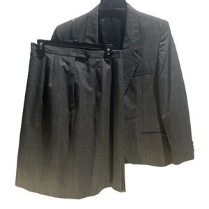 Ragalia Women Pinstripe Button A-Line Skirt Dress 2 Pcs Suit Sz 12‎ Made in USA